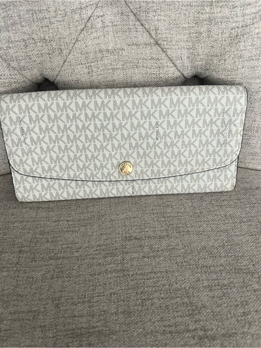 Michael Kors Cream and Gold MK Logo Wallet Clutch